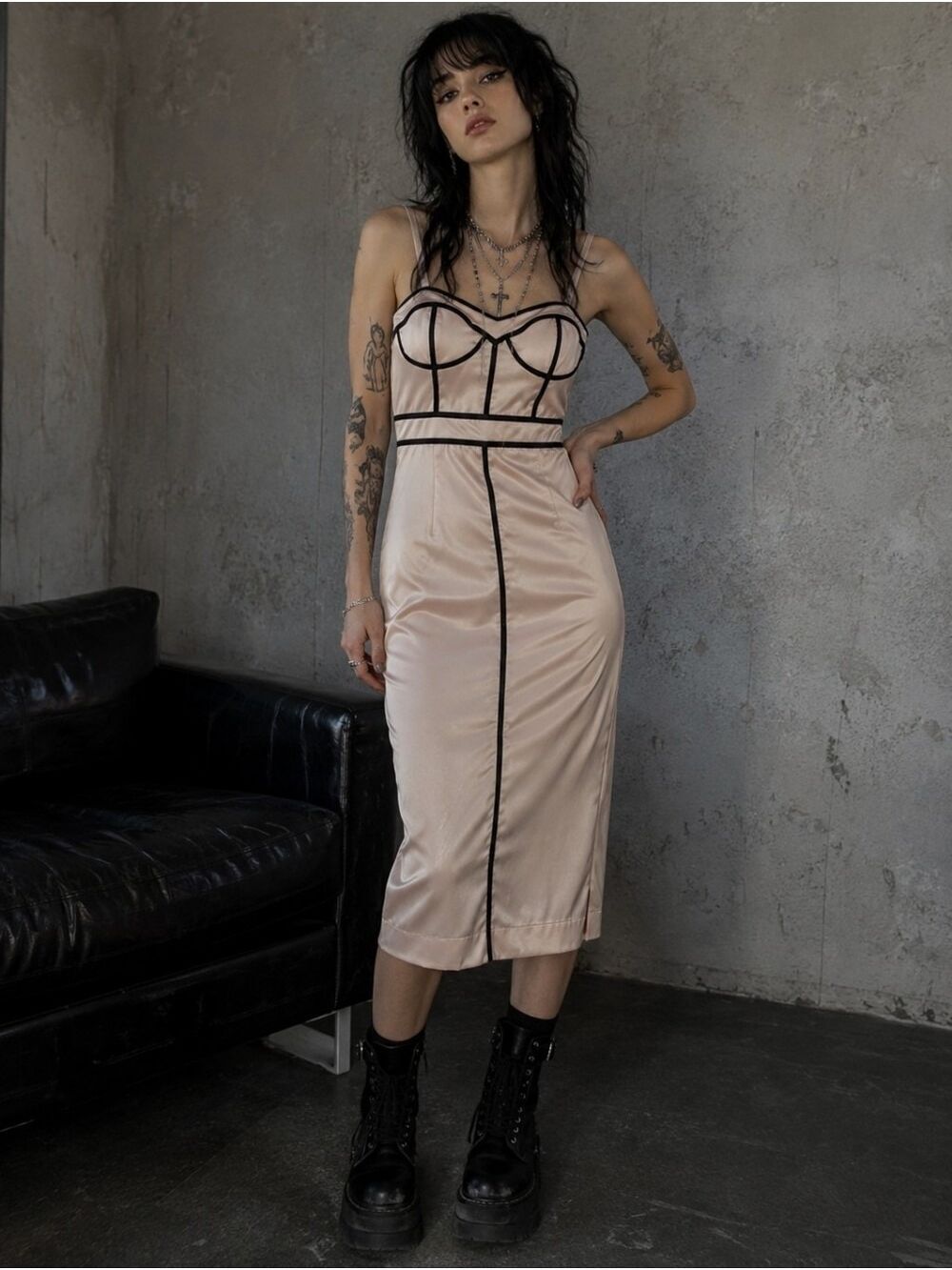 Jill Stuart Blush Pink Satin Bustier Sheath Cocktail Dress Medium